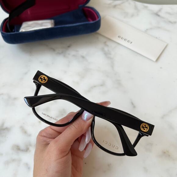 NEW Gucci GG1340O Black Square Logo Eyeglasses Frames - Picture 4 of 8